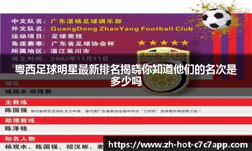 粤西足球明星最新排名揭晓你知道他们的名次是多少吗